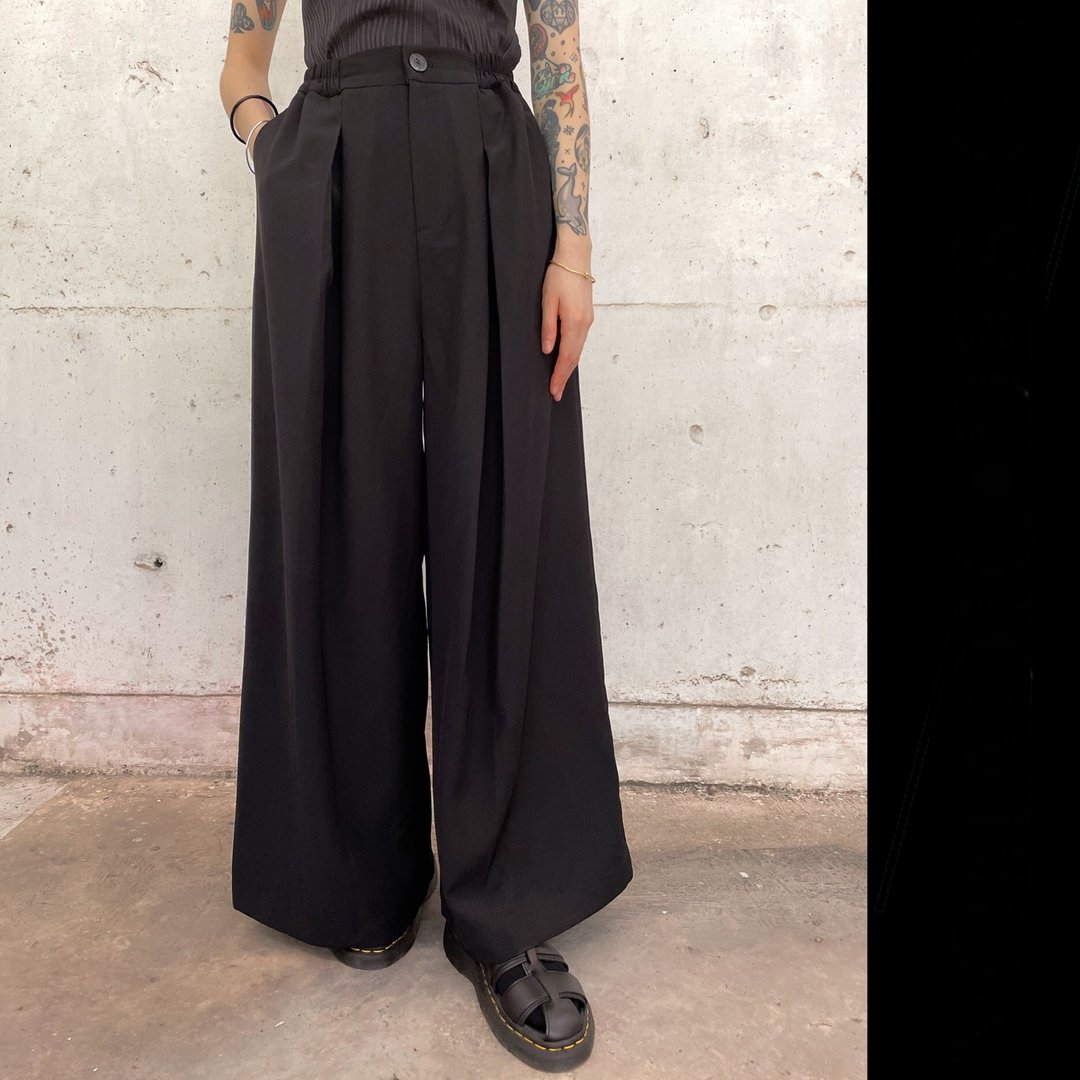 日不落西装阔裤/男女同款 - 中性裤装 - 其他人造纤维 黑色