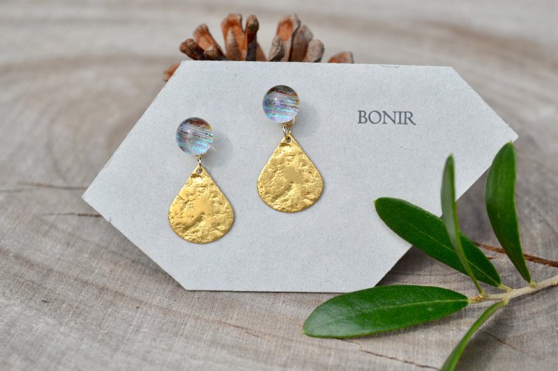 ciel d'hiver +p 　 - 耳环/耳夹 - 玻璃 灰色