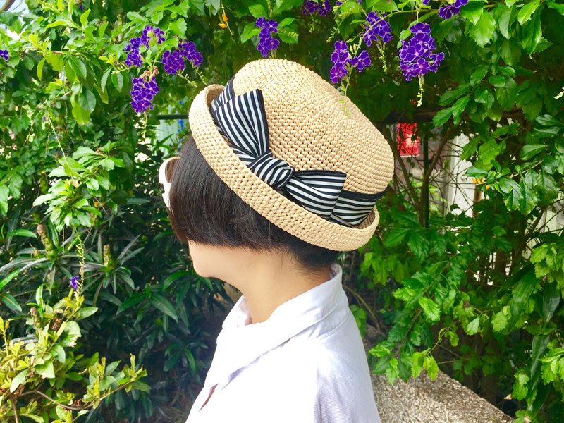 chokdee-muakdeedee|莫莉Molly with bowknot 手织草帽  奶油草色 - 帽子 - 棉．麻 多色