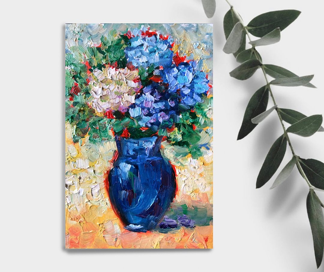 绣球花- 原创油画/ 框内花卉油画/绣球花画 用绣球花作画 - 海报/装饰画/版画 - 其他材质 
