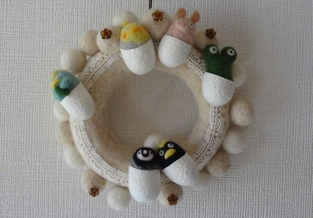 Mokomoko lease of wool felt (white) CS0097 - 植栽/盆栽 - 棉 白色