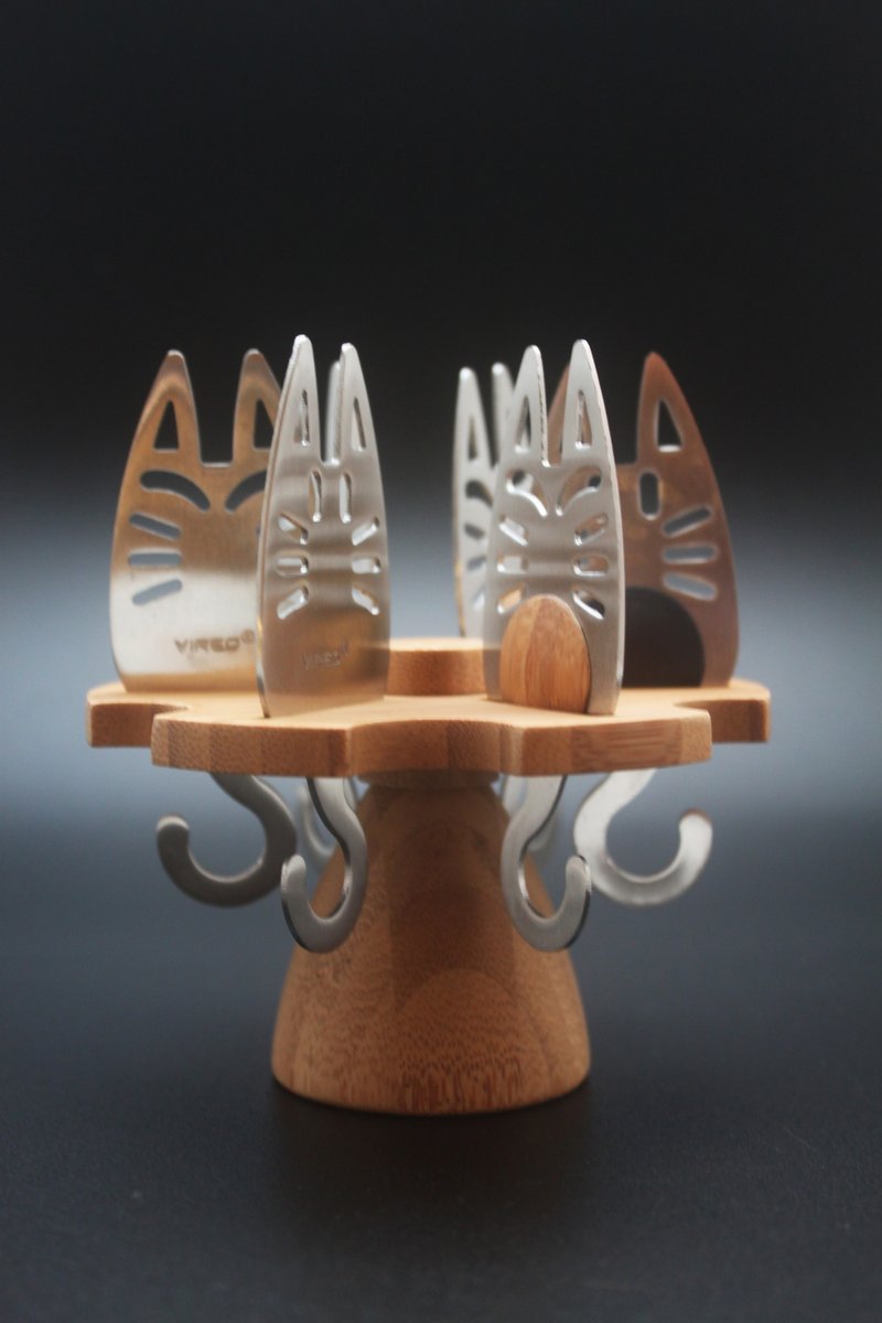 【ViREO】猫咪叉子组 - 餐刀/叉/匙组合 - 不锈钢 咖啡色