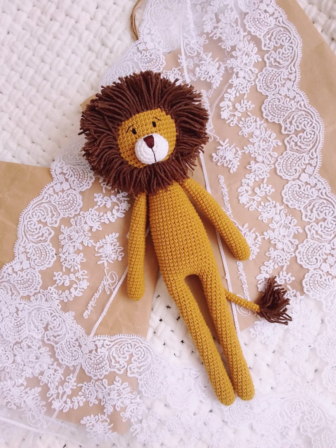 Crochet lion Knitted lion African lion Gift toy lion Lion toy Soft toy lion - 玩具/玩偶 - 绣线 