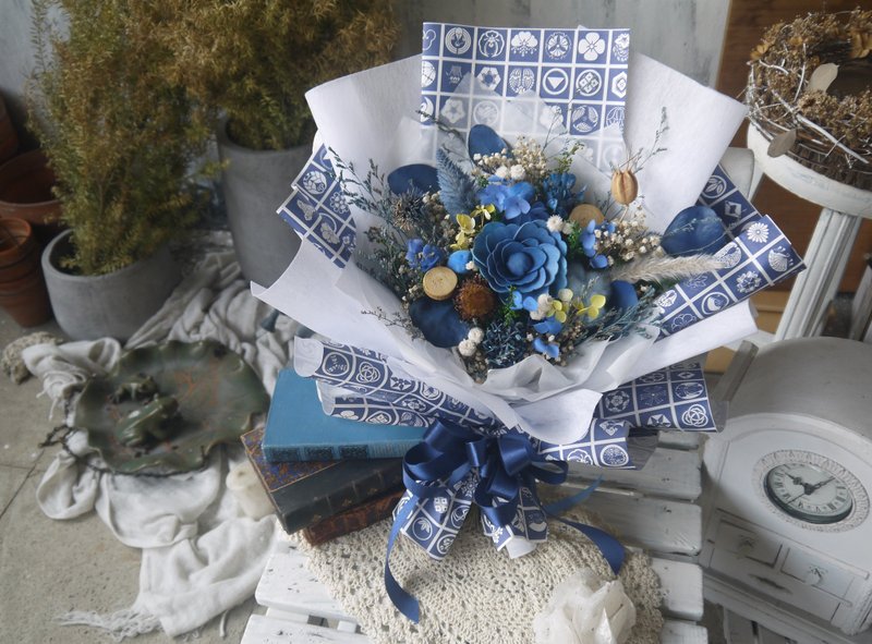 瑠璃蓝.深海蓝色系.干燥花.索拉花.永生花.情人节.毕业花束 - 干燥花/捧花 - 植物．花 蓝色