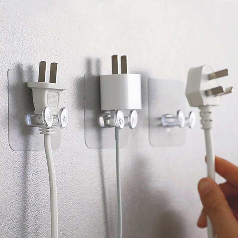日本霜山 免钻钉无痕多用途插头挂勾固定器-6入 - 收纳用品 - 塑料 透明
