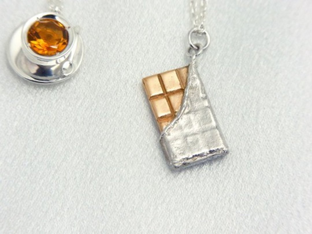 Chocolate bar pendant - 项链 - 纯银 