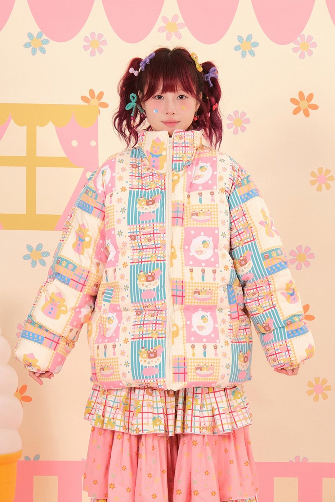 昭和甜品屋白鸭绒羽绒服 保暖可爱少女彩色 - 女装休闲/机能外套 - 棉 多色
