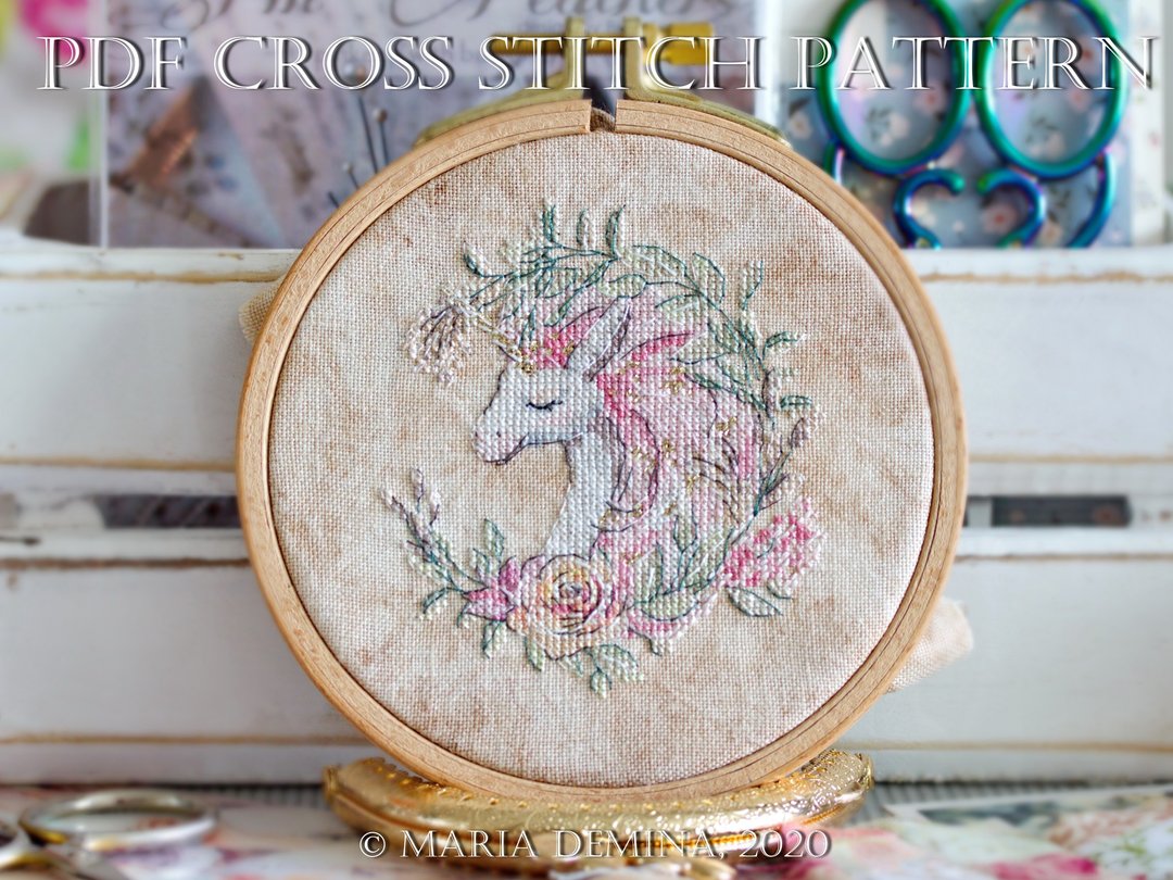 Vintage Unicorn's Portrait II PDF cross stitch pattern - 手工艺教程/工具书 - 其他材质 