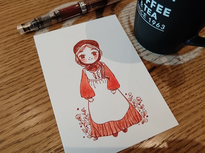 花间优雅钢笔淡彩原画 - 海报/装饰画/版画 - 纸 