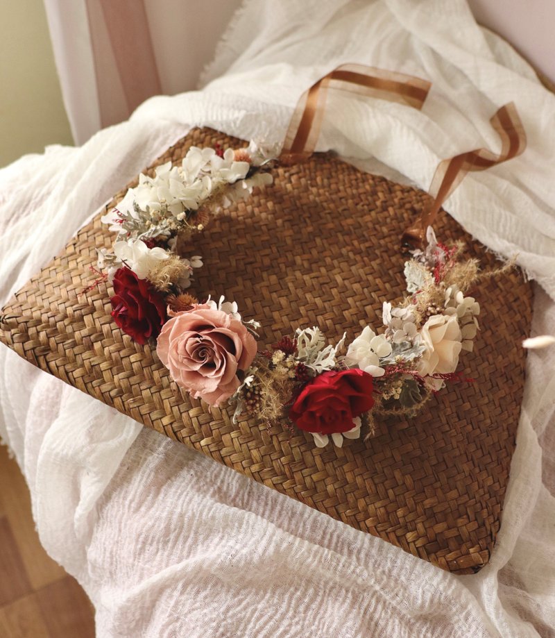 头圈花 花圈 花环 新娘花环 发叉 永生花头圈 宠物花圈 婚礼 婚纱 - 干燥花/捧花 - 植物．花 