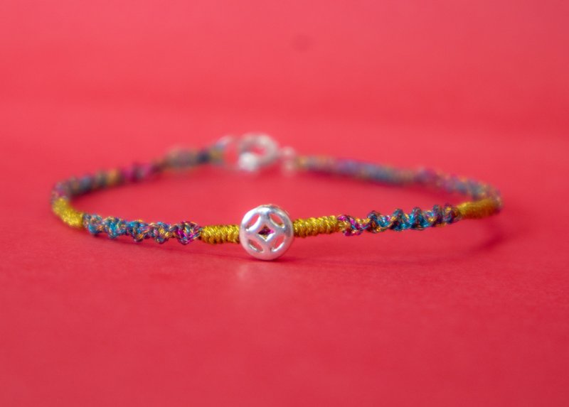 【转运来】招财钱币925纯银幸运手环。五彩 - 手链/手环 - 纯银 多色