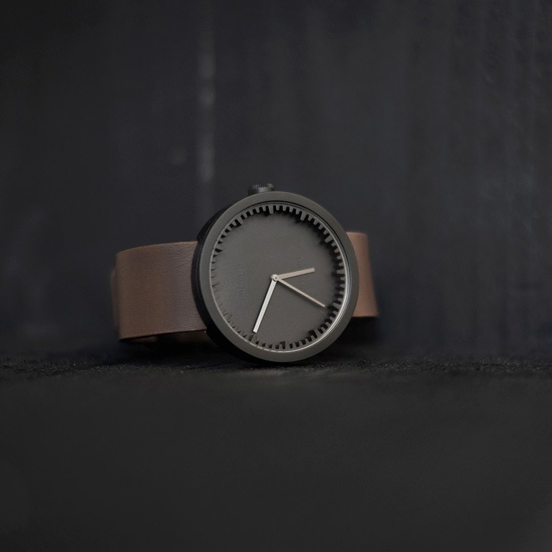 LEFF amsterdam｜tube  北欧工业齿轮设计真皮腕表 (38mm, 雾黑、棕皮带) - 女表 - 真皮 