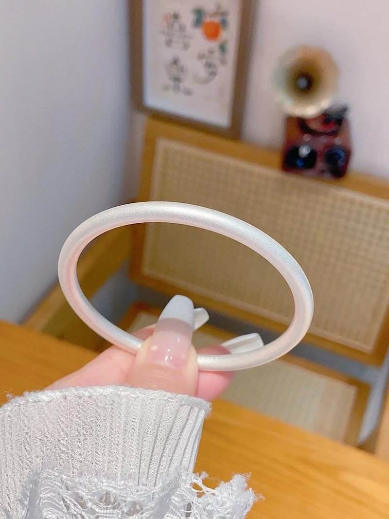 古法磨砂实心手环足银999古法磨砂闭口银镯子七夕礼物银手镯 - 手链/手环 - 银 