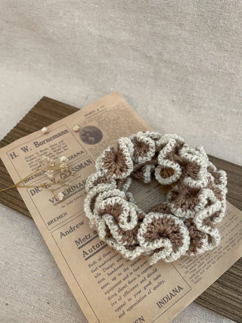 钩织发圈 - 发饰 - 羊毛 咖啡色