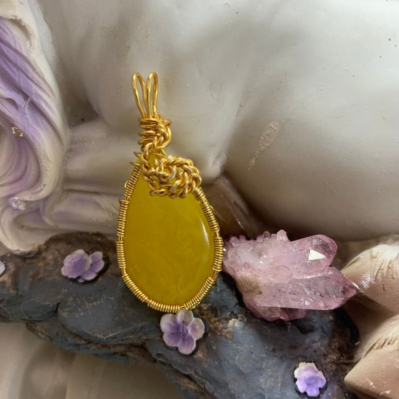 音符  琥珀 - 项链 - 半宝石 金色