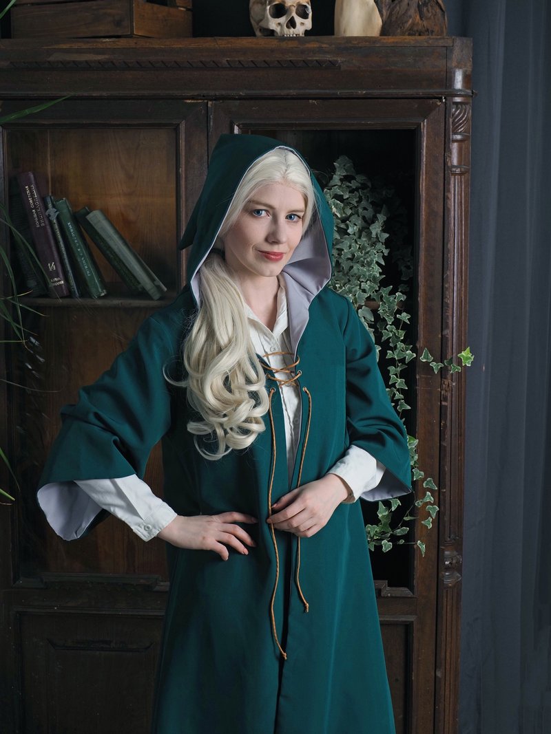 绿灰巫师长袍 - 女装休闲/机能外套 - 聚酯纤维 绿色