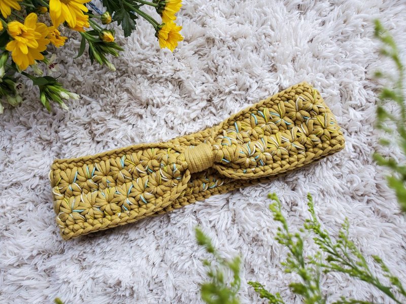 编织发带 - 绒果 - 发带/发箍 - 棉．麻 黄色