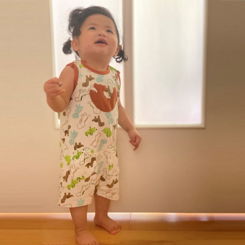 【圣诞新年礼物】婴儿背心连身衣/爬爬装附玩偶连体衣 - 包屁衣/连体衣 - 棉．麻 咖啡色