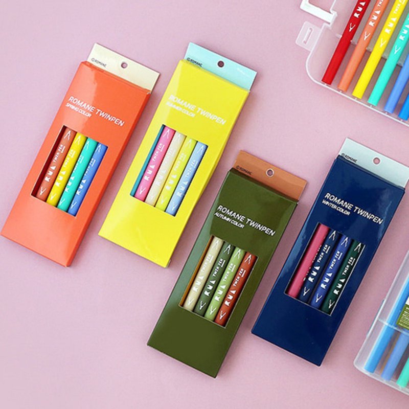 Romane 文创风格 四季双边萤光笔 -6入 - 圆珠笔/中性笔 - 塑料 