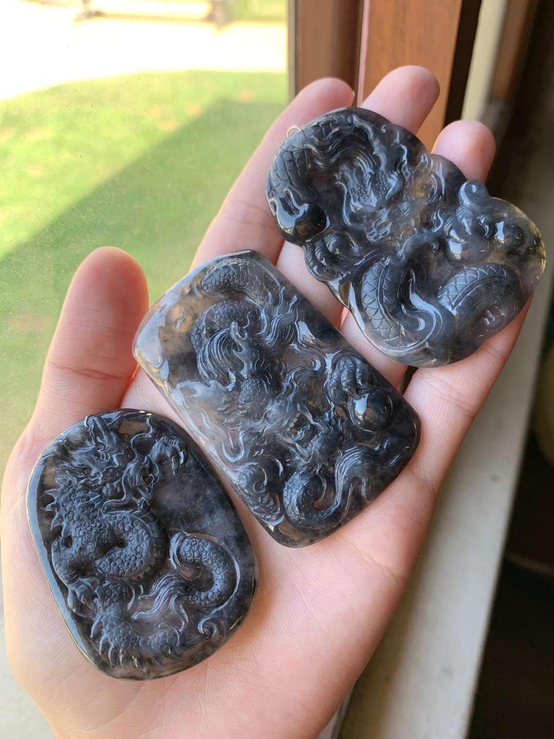 丨云黕丨冰种乌鸡翡翠龙牌 缅甸玉A货 - 项链 - 玉石 黑色