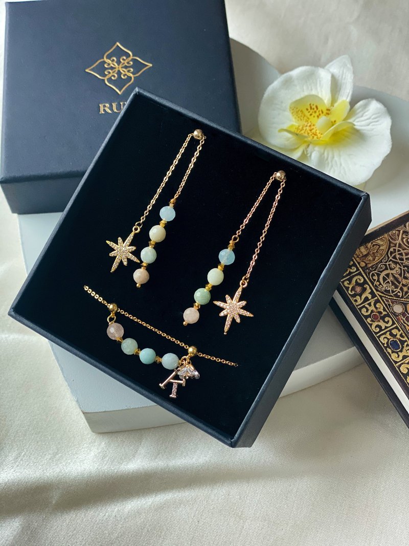 RURI | 情人节 幸福摩根石 定制化 礼盒优惠套装 - 耳环/耳夹 - 宝石 多色