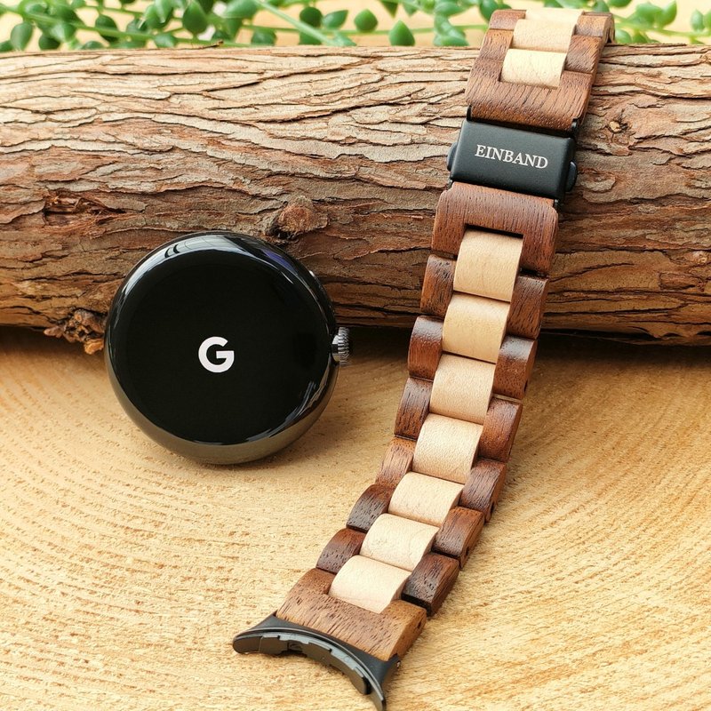 [木带] EINBAND Google Pixel Watch 天然木带 [金合欢 x 枫木] - 女表 - 木头 咖啡色