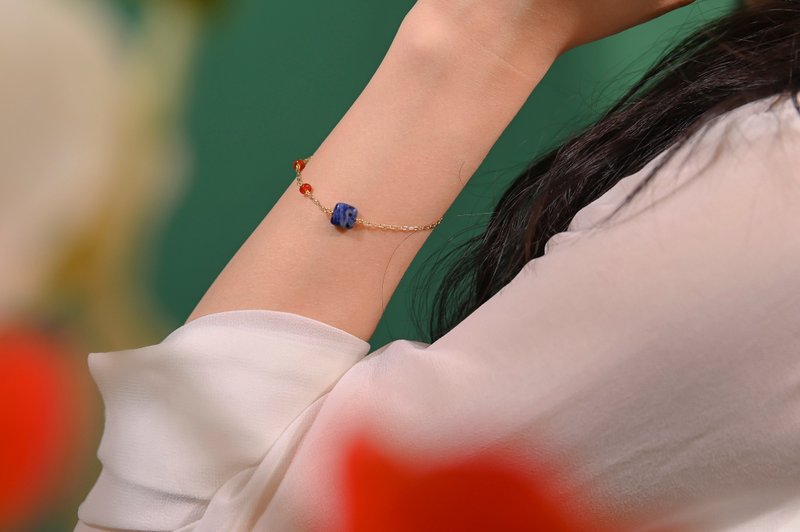 苏打石不对称手链 / 苏打石 红玛瑙 / JIEGEM   姊的珠宝 - 手链/手环 - 半宝石 蓝色