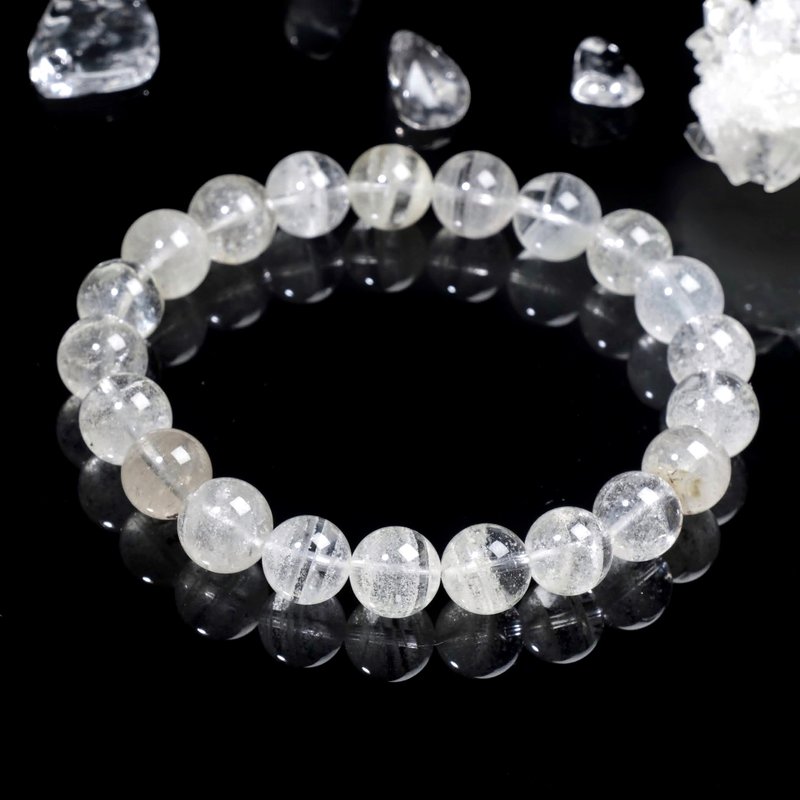 一图一物 | #604 9.5mm 千层白幽灵水晶手链 异象水晶 净化磁场 - 手链/手环 - 水晶 白色