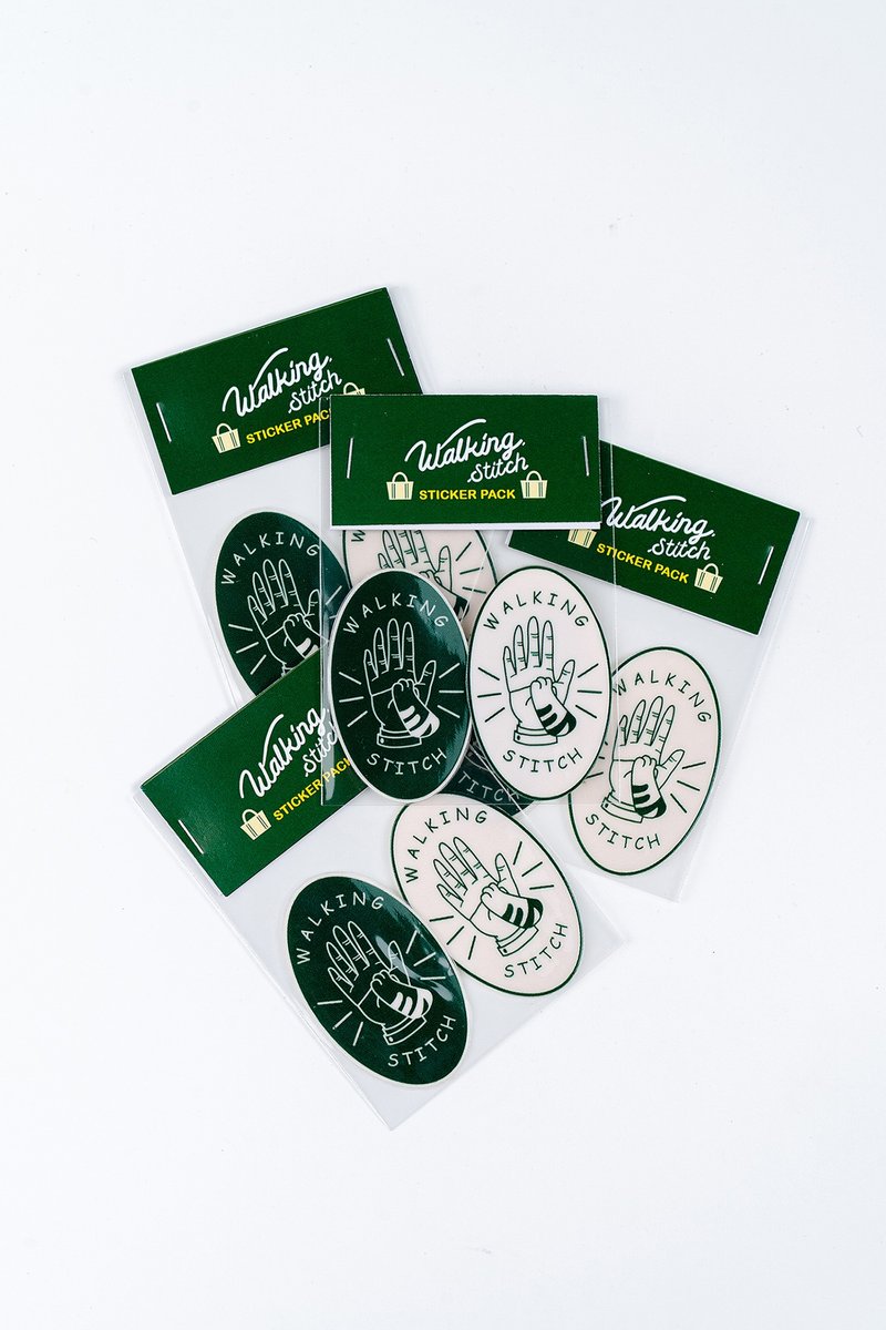 Walking Stitch : Hi-Five : Sticker - 贴纸 - 纸 绿色