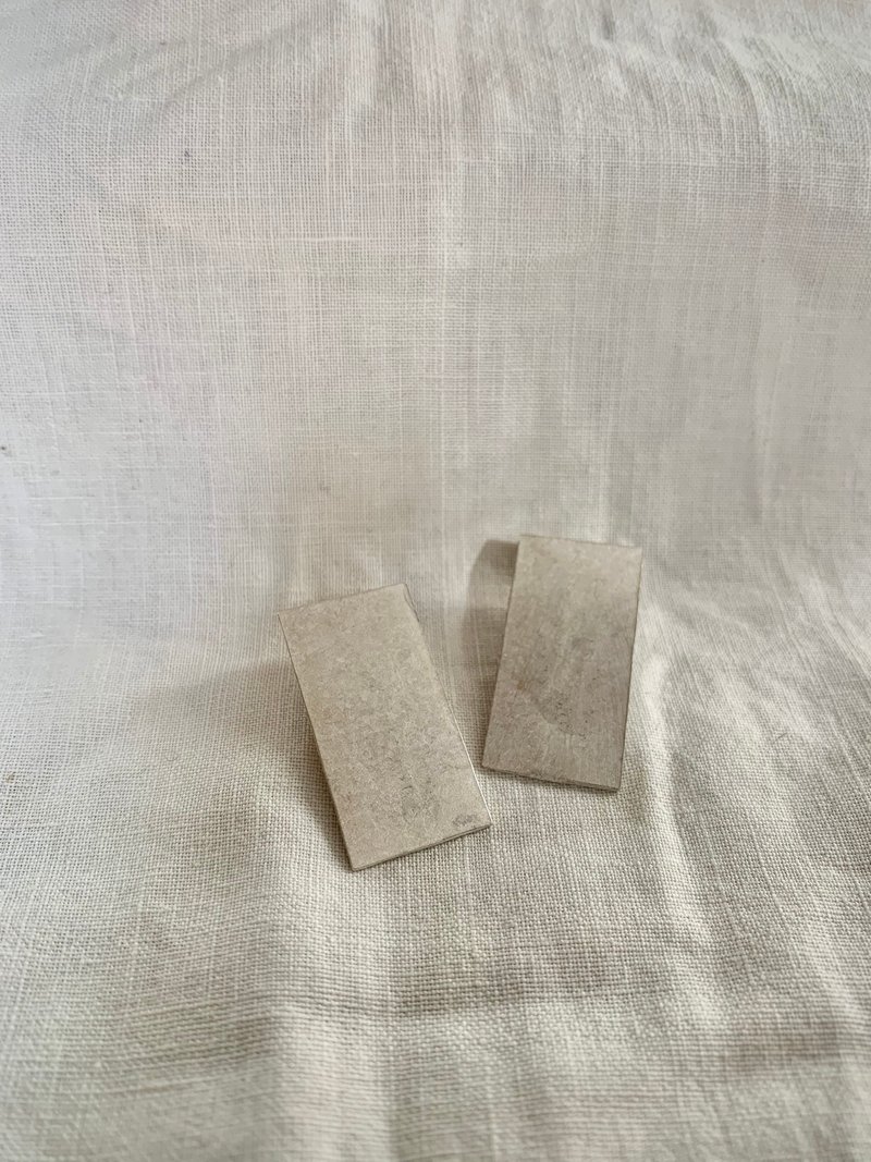 Rectangular big earrings - 耳环/耳夹 - 银 银色