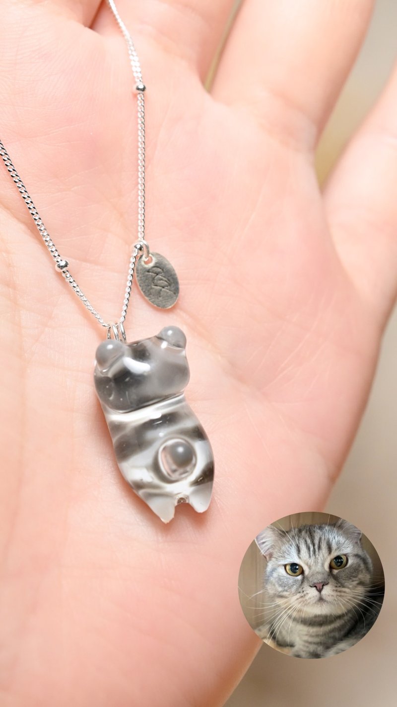 【定制猫咪】猫咪礼物琉光猫咪项链 - 项链 - 树脂 卡其色