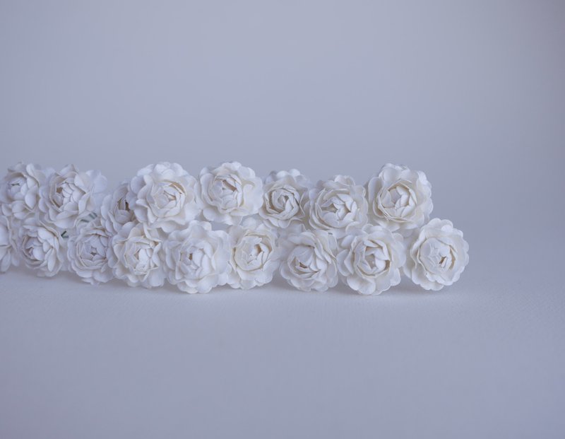 纸花，中心装饰，50 朵桑茉莉，尺寸 2.5 厘米，白色 - 其他 - 纸 白色