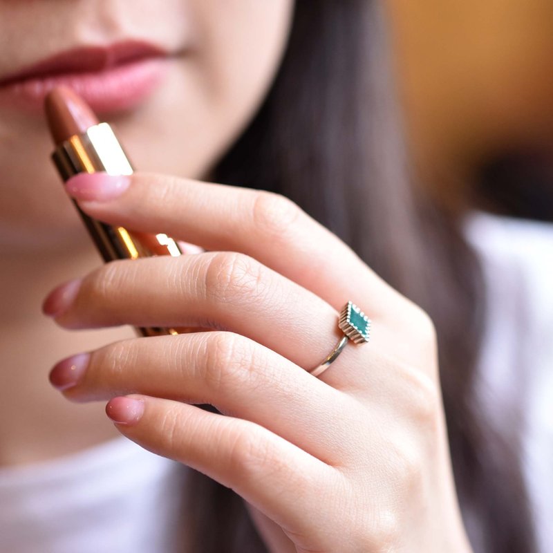 手作银戒指 珐琅戒指-秋冬色【圣诞节交换礼物】 - 金工/饰品 - 银 