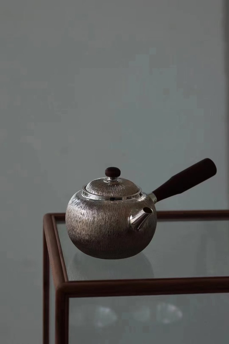 尚帧品 侧把水平急须 纯银急须 银壶泡茶壶 180cc - 茶具/茶杯 - 纯银 
