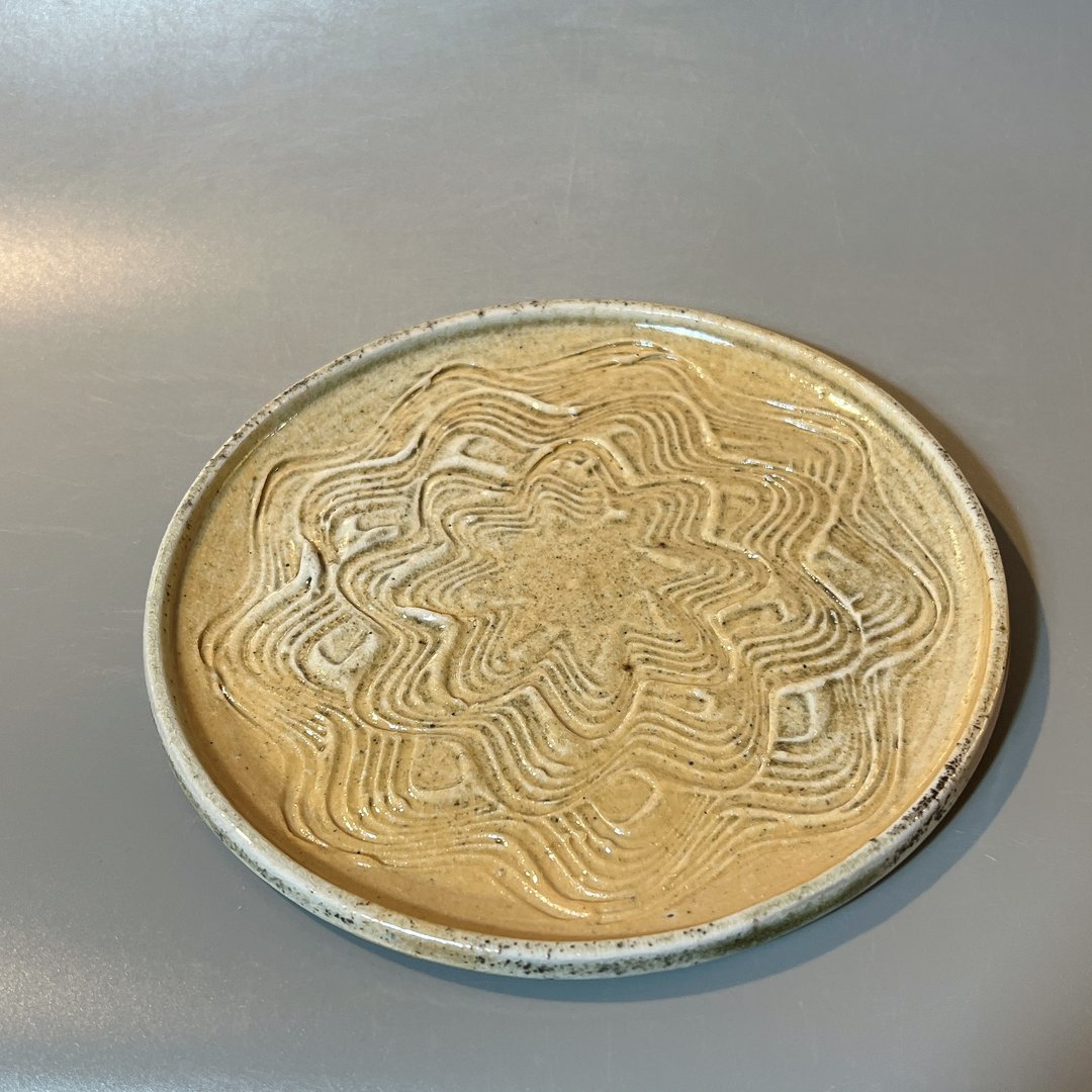 柴烧水波纹壶承 / 点心盘 / 小平凡手作 - 茶具/茶杯 - 陶 