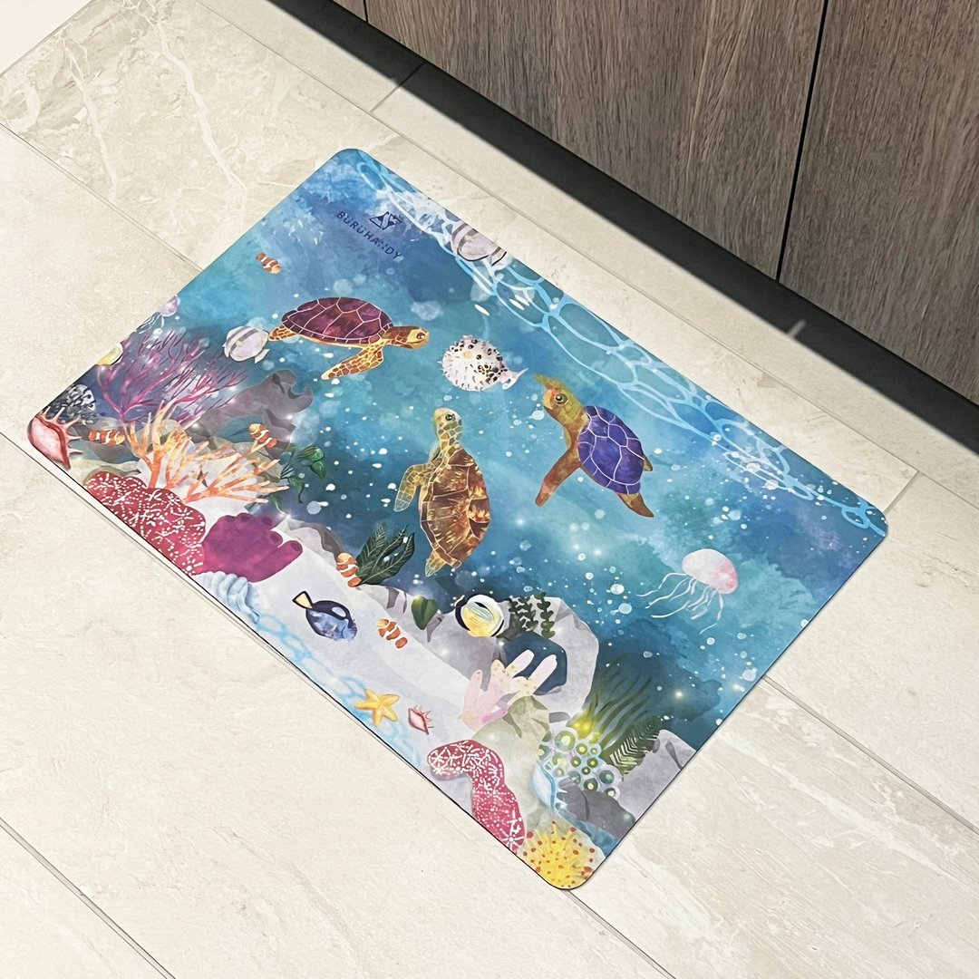 平安龟圭藻土多用途软垫 39X60CM/地垫/软式圭藻土/吸水地垫/防滑 - 地垫/地毯 - 聚酯纤维 