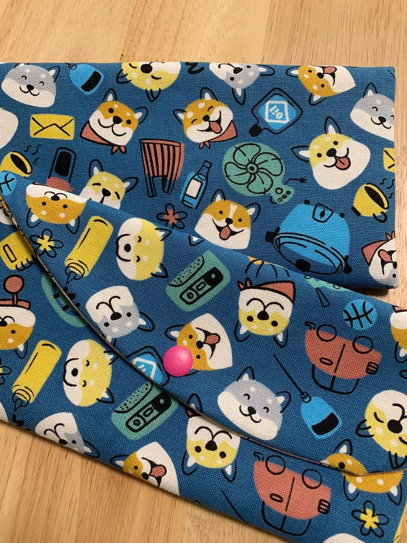 文青风优质万用存折袋 柴柴大头贴 质感原胚 魅力蓝 水豚君 礼物 - 收纳用品 - 棉．麻 蓝色