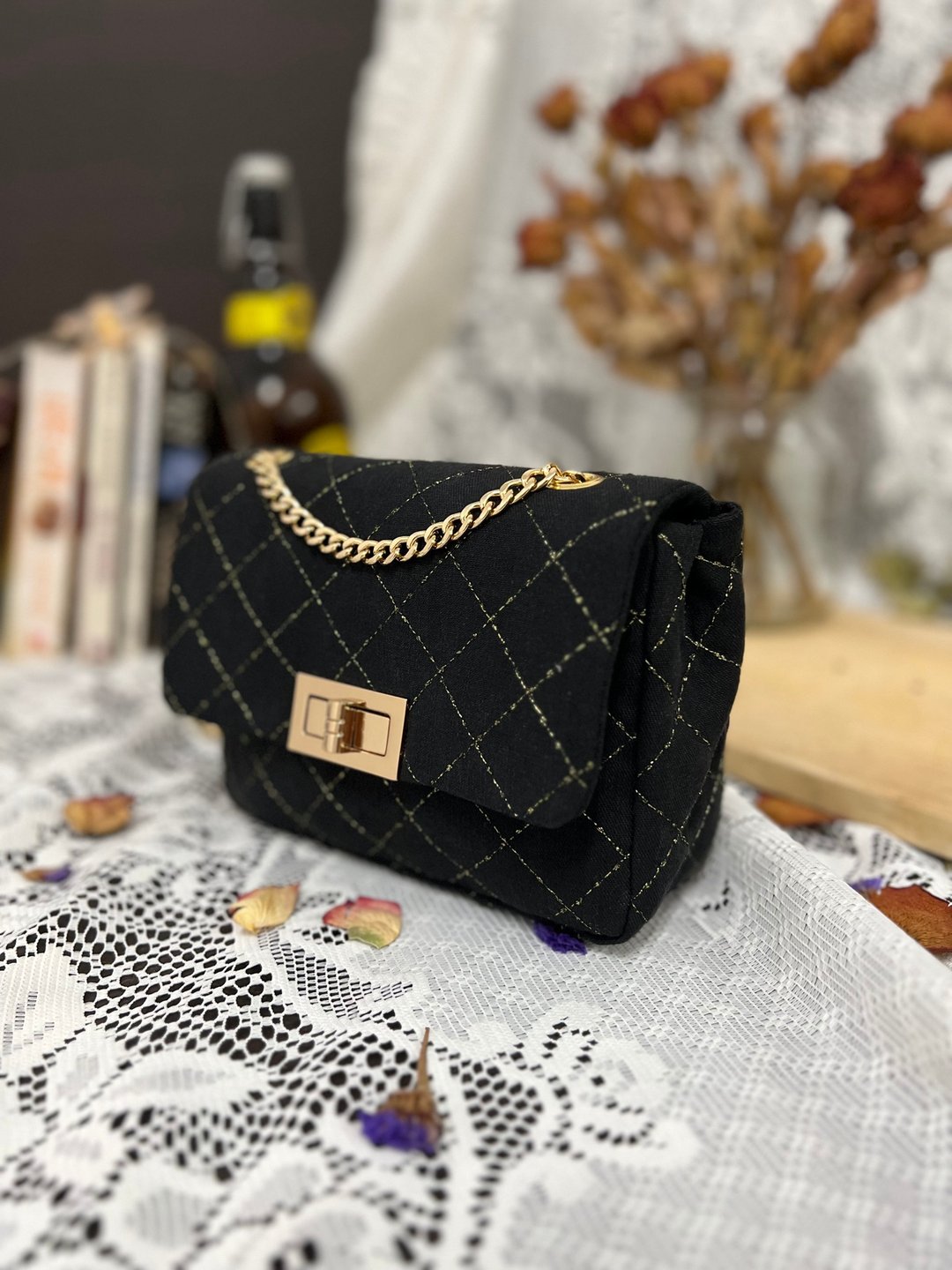 经典复古小方包【回收牛仔裤再生】永续是最奢华的精品 - 侧背包/斜挎包 - 环保材料 黑色