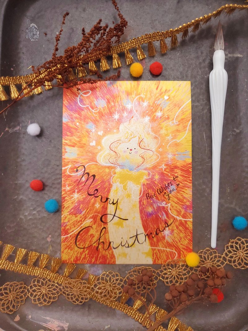 圣诞卡 许愿火烛 - 给你温暖与光的支持 - 卡片/明信片 - 纸 金色