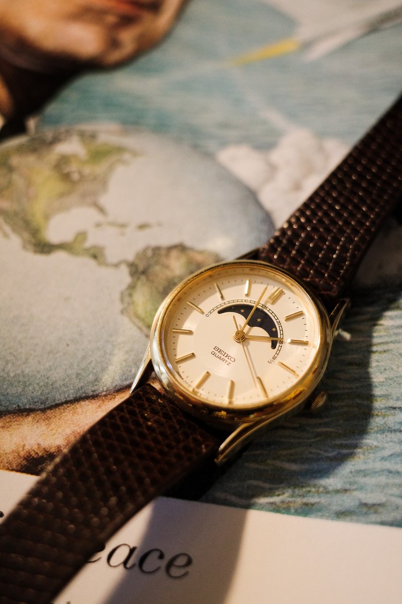 中秋限定 Seiko月相中古石英手表 - 对表/情侣表 - 其他金属 金色