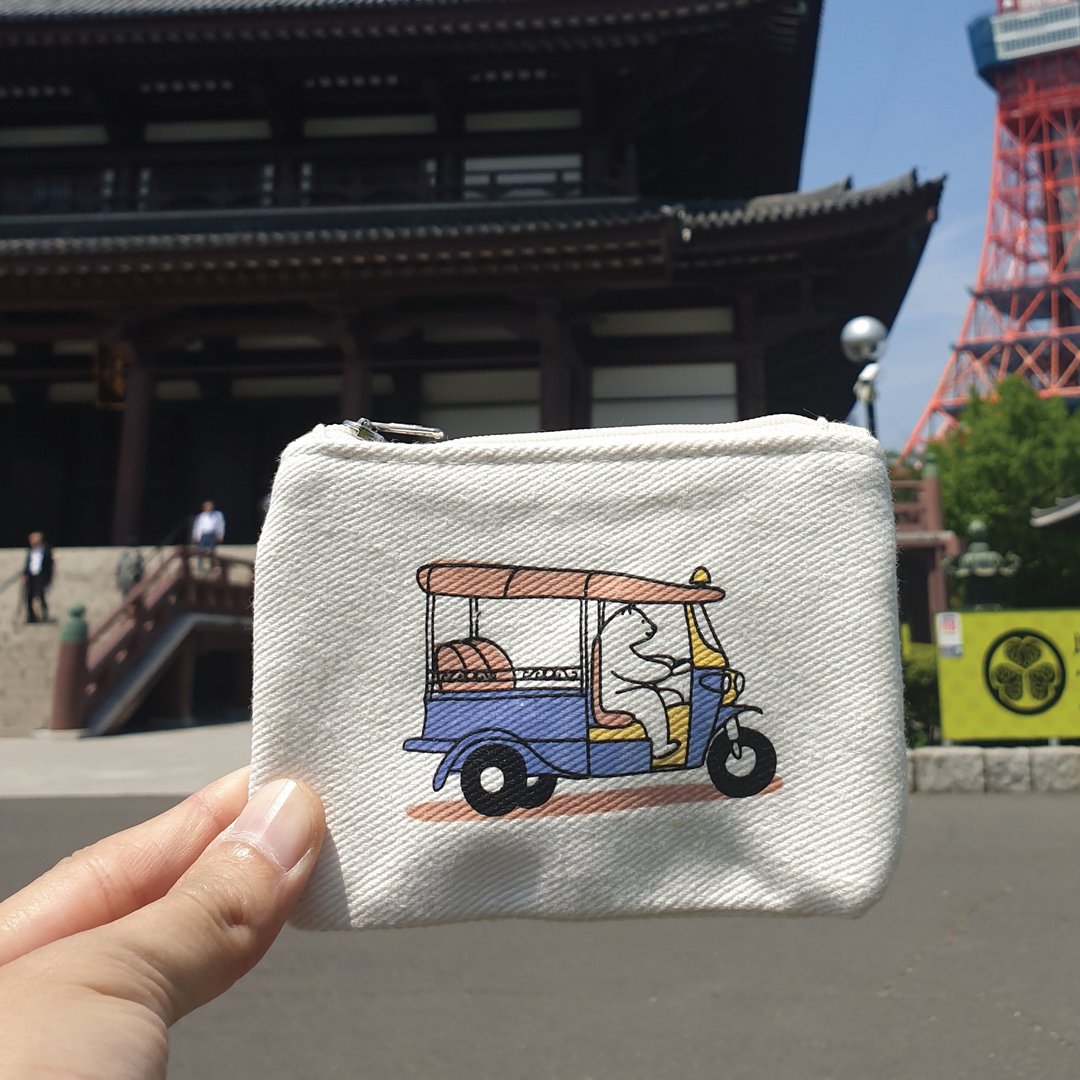 TUK TUK, WAIT FOR ME! ,Changeable color coin bag - 零钱包 - 棉 白色