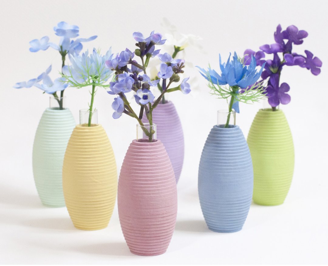 Spring-colored egg-shaped vase - 花瓶/陶器 - 木头 粉红色