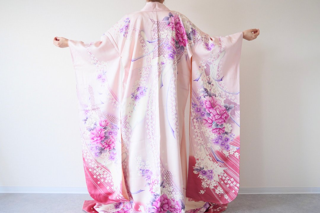 和服, 花卉和服洋装, 婚礼和服, 长和服, 传统和服 - 晚装/礼服 - 丝．绢 粉红色