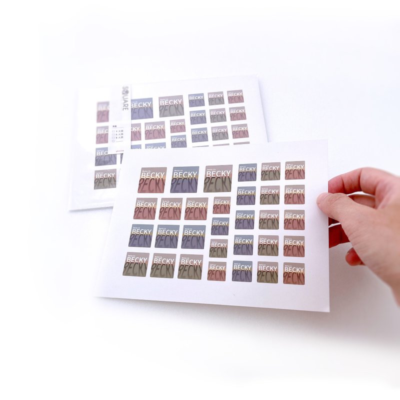 方块系列_光影 防水姓名贴 - 贴纸 - 防水材质 卡其色