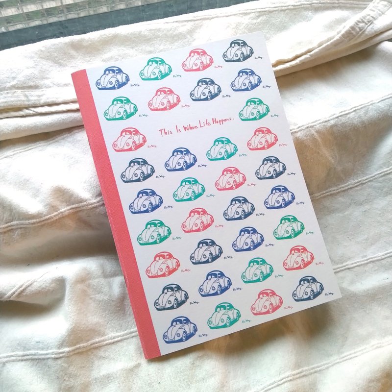 40页笔记本 / 骑马钉装B5尺寸 / 金龟车 / 红色款 - 笔记本/手帐 - 纸 红色