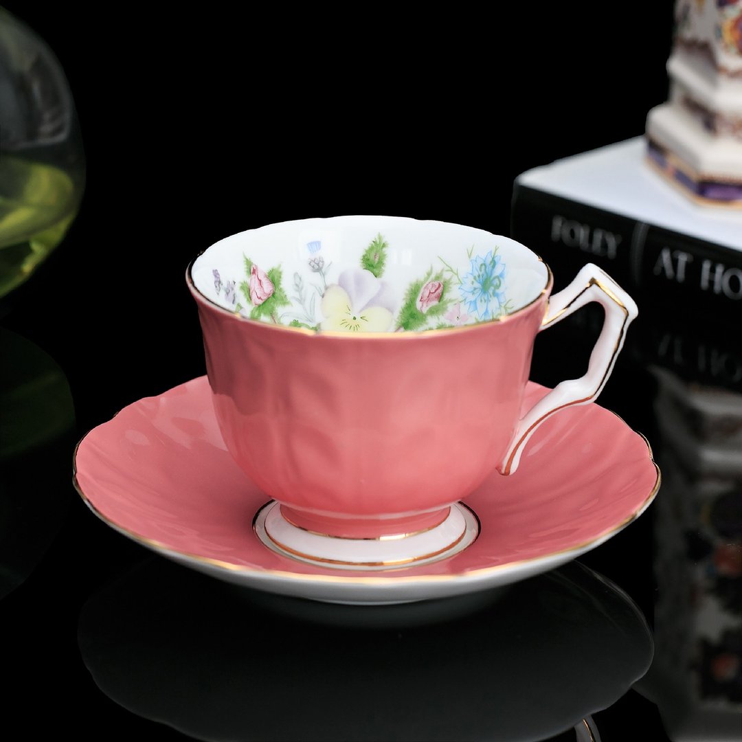 英国制Aynsley Tudor都铎花卉细致骨瓷欧式咖啡杯盘下午茶杯组 - 咖啡杯/马克杯 - 瓷 
