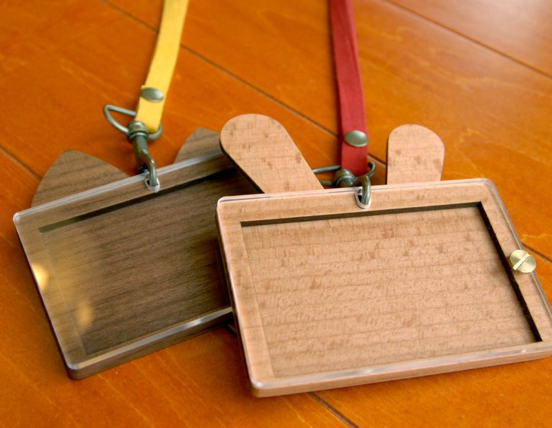 Crystal 横式票卡夹 / 装可爱动物款 - 证件套/卡套 - 木头 咖啡色