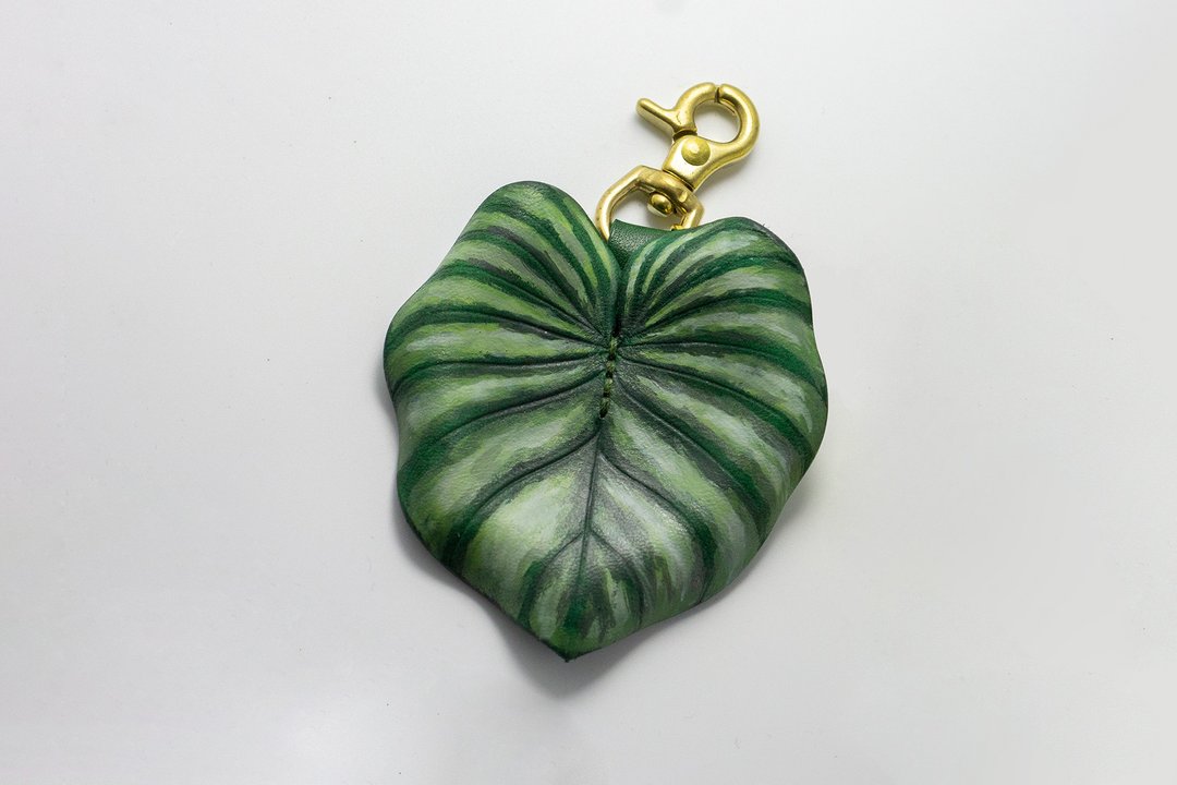 Philodendron Plowmanii 西瓜普洛蔓绿绒 皮革黄铜挂饰 - 钥匙链/钥匙包 - 真皮 绿色