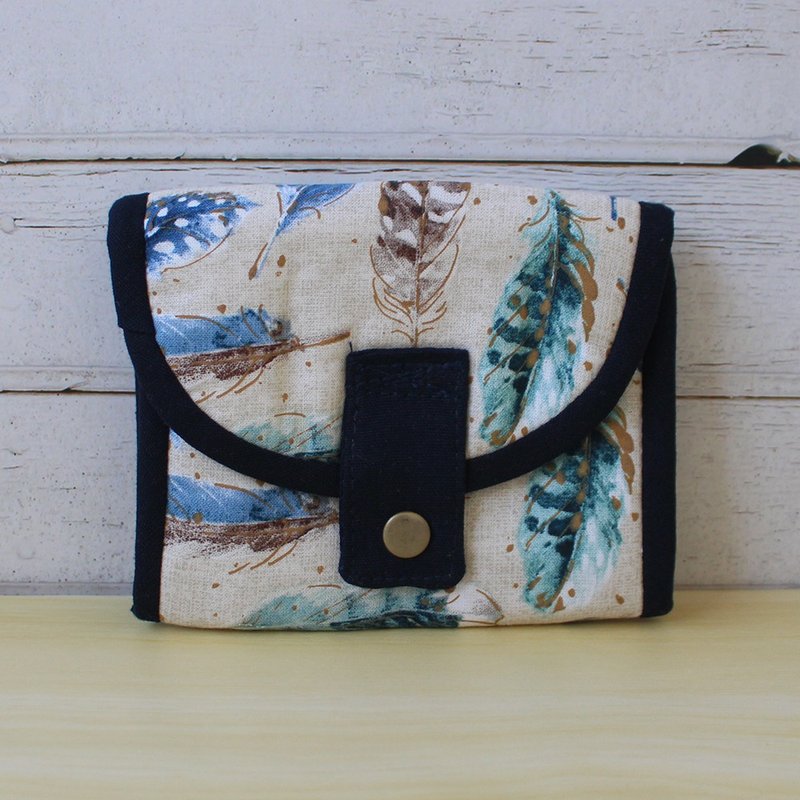 羽毛收纳包 / 杂物包 卫生棉包 - 化妆包/杂物包 - 棉．麻 蓝色