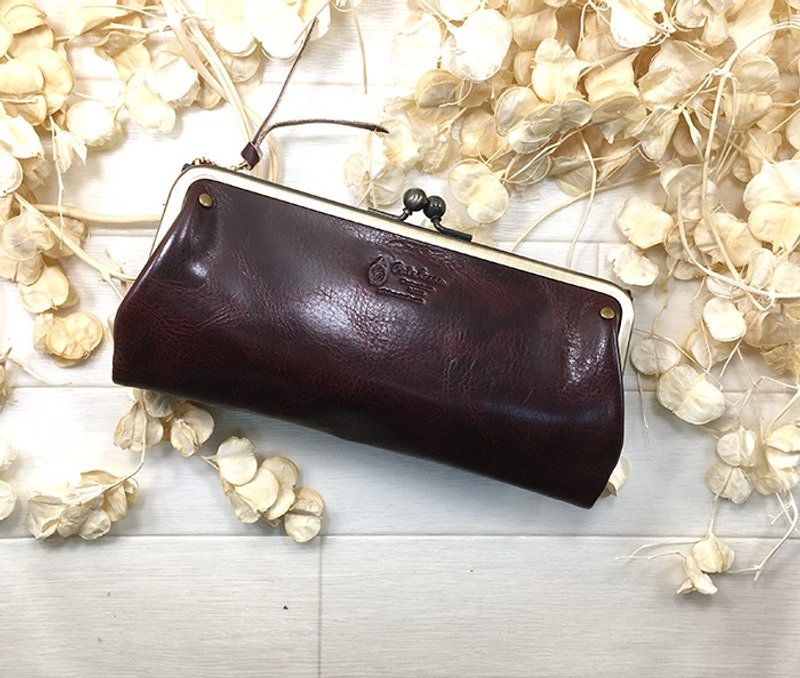 Long wallet / Unisex / Gamaguchi / Leather / Leather - 皮夹/钱包 - 真皮 咖啡色
